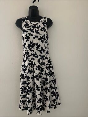 Women’s Black & White Floral Fit-and-Flare Dress